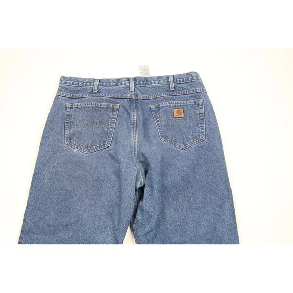 Vintage Y2K 2004 Carhartt Mens 38x34 Faded Spell Out Flannel Lined Denim Jeans
